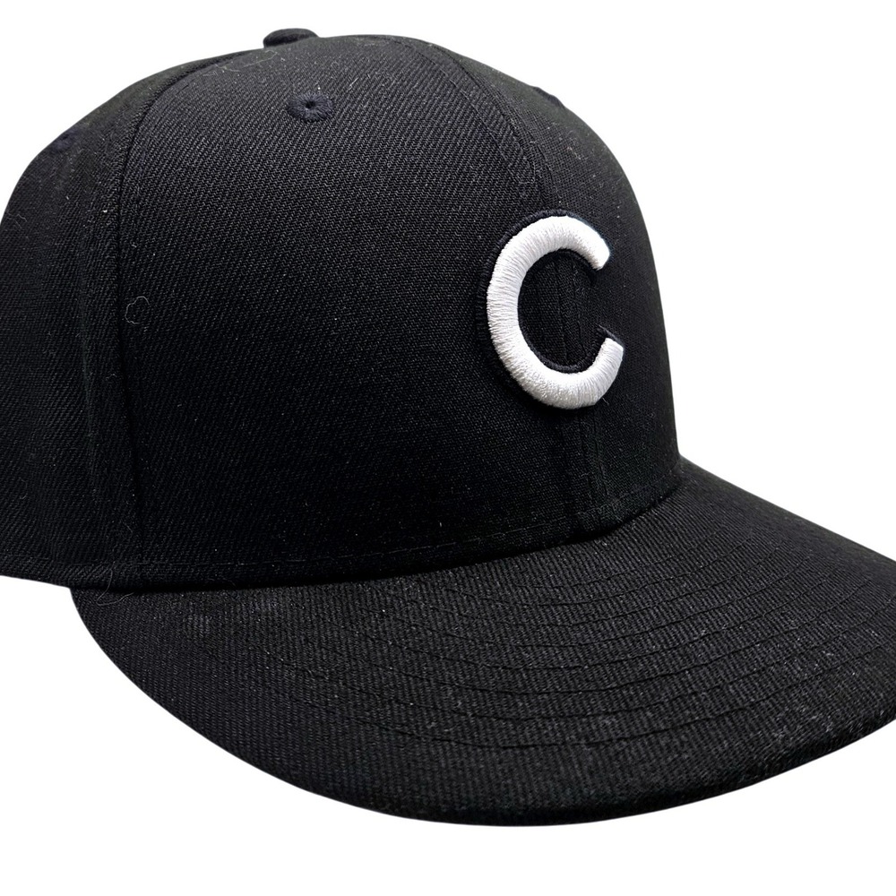 New Era 59FIFTY Chicago Cubs Black White Fitted Hat Size 7 3/8 MLB Baseball Cap - Picture 9 of 12